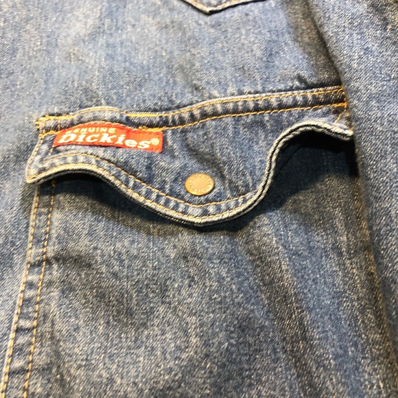 Vintage Dickies Denim Snap Button Shirt Ling Sleeve XL Cotton - Picture 13 of 15